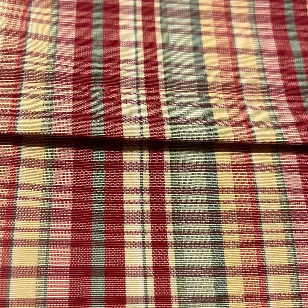 Country Red Yellow & Green Plaid Folded Design Lined Curtain Panel, 26.5